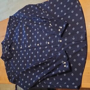 Club Room Blue Pattern Long Sleeve Button-up Shirt